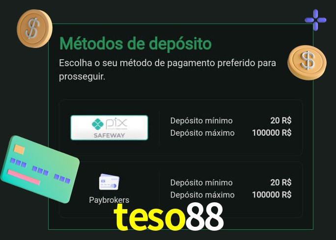 O cassino teso88 oferece uma grande variedade de métodos de pagamento